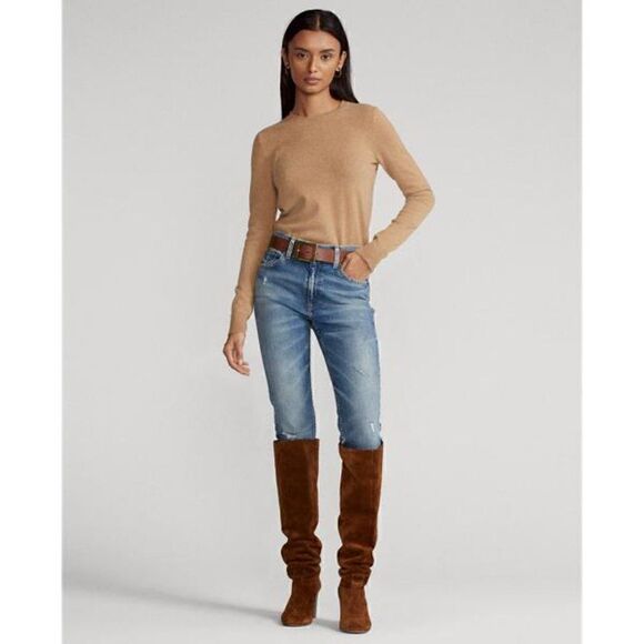 Polo Ralph Lauren Camel Washable Cashmere Long Sleeve Crewneck Sweater - Picture 5 of 13